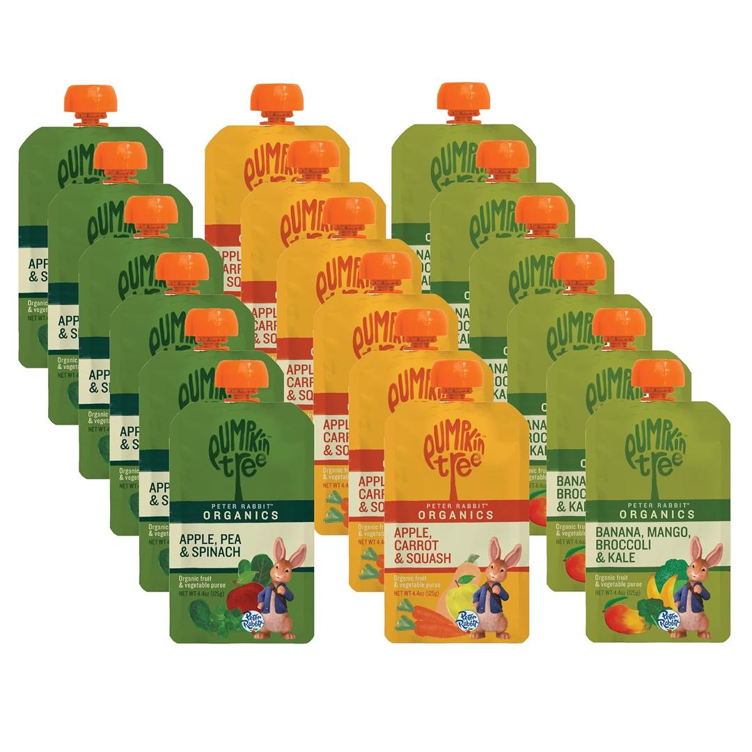 Peter Rabbit Organics Fruit & Vegetable Variety Pack, 4 oz. Squeezable Pouches (Pack of 18) (EXP 11/30/26)