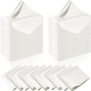 50 Pieces Ivory White Satin Napkins - 12x12 Inches Cloth Napkins, Square Satin Fabric Napkin Set - Elegant & Reusable Table Napkins for Wedding Dinner Party Lunch Banquet Decoration