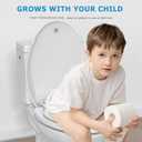 Elongated Toilet Seat with Built in Potty Training Seat, Potty Training Toilet Seat for Toddlers, Magnetic Kids Seat and Cover, Slow Close and Never Loosen, Fits both Adult and Child, White, 19"