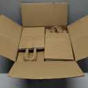 BAG BOX 100 Pcs Small 5.9x3.1x8.25 Inch Brown Kraft Paper Gift Bags with Handles for Bulk Wedding, Party Favors, Grocery, Shopping, Retail Merchandise, Gift Sacks