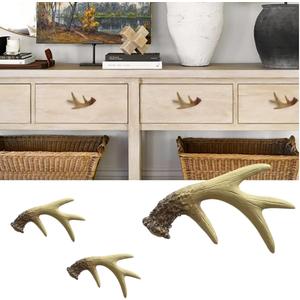 Antlers Drawer Pulls Deer Horn Resin Cabinet Knobs Handles Country Kitchen Home Decoration (Pack of 6)