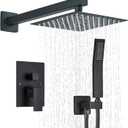 Shower Faucet Matte Black Shower System with 8 Inches Rain Shower Head and Handheld Spray Bathroom Luxury Rain Shower Faucet Set Complete Wall Mounted