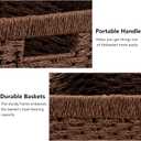 joybest Dark Brown Wicker Baskets for Shelves, 13.4L x 8.3W x 7.1H inch Hand-woven Storage Baskets for Pantry Organizing, Foldable Rectangular Bin with Handles, 2-pack