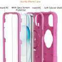 KCJ Compatible with iPhone 15 Plus Case/iPhone 14 Plus Case with[2Screen Protectors+1xLens Protector] Soft Silicone+Hard PC Full Body Protection Heavy Duty Phone Case 6.7 inch Pink