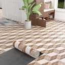 Oxdigi Vinyl Flooring Roll 64 sq.ft | 24"W x 396"L, 3D Geometric Floor Tile Peel and Stick Waterproof for Bathroom, Kitchen, RV, Easy to Install DIY Heavy-Duty Vinyl Floor Covering, Bronze Cube Tile