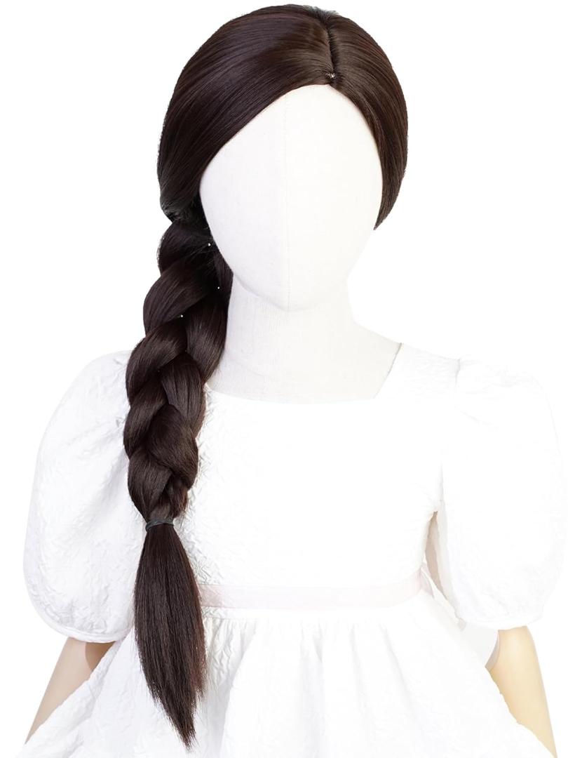 Kids Witch Costume Wig 21.6'' Long Dark Brown Girls Braid Wigs Synthetic Hair for Child Toddler Halloween Party