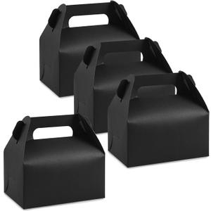 Lainrrew 30 Pcs Gable Candy Treat Boxes, Small Goodie Boxes Christmas Party Favor Boxes Kraft Paper Gift Box for Christmas Party Decorations Birthday Party Favors (Black)