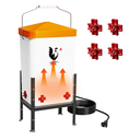 Heated Chicken Waterer, Poultry Water Heater for Winter with 4 Horizontal Nipples, Thermostatically Controlled, 4 Adjustable Heights, Anti-Freezing Watering System for Coop Accessories (Red, 12L)