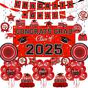 Black and Gold Themed 2025 Graduation Decorations Set - Congrats Grad Banner, Class of 2025 Backdrop, Balloons & Streamers Kit - Graduation Party Supplies for High School & College Celebrations