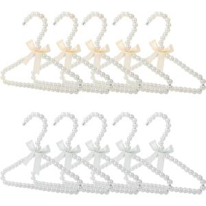 Pearl Hangers for Pet Clothes, Mini Clothing Hangers with Exquisite Design, Organize Your Wardrobe, Reliable Material, Wide Usage for Infant Baby Girls Boys Toddlers Dogs Cats (10PCS-White)