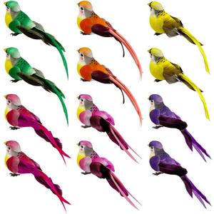 LWINGFLYER 12pcs Assorted Artificial Birds Ornaments 6-inch Simulated Foam Feathered Birds for Home Garden Wedding Party Decoration Wreaths Crafts Christmas Tree Decor Claw