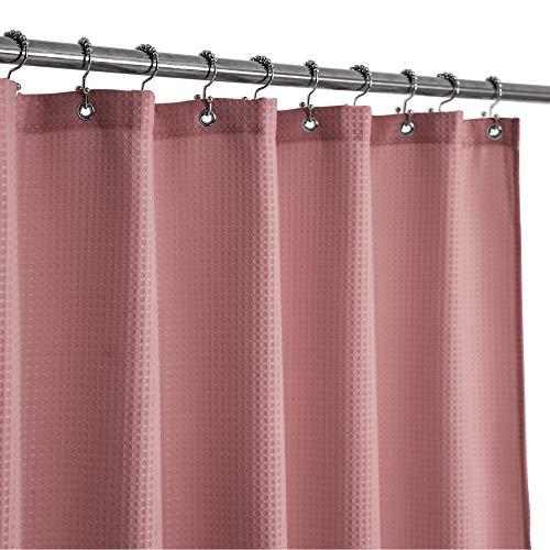 Barossa Design Waffle Weave Shower Curtain Hotel Luxury Spa, 230 GSM Heavy Duty Fabric, Water Repellent, Pale Mauve, 71"x72"