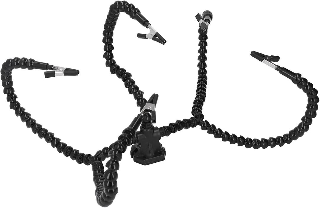 gernie Helping Hands Soldering Station, Soldering Kit, Third Hand Soldering Tool 5 Flexible Arms Helping Hands for Electronic Repair Soldering Jewelry Crafts (Black)