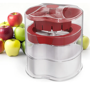 NEW Professional Apple Slicer and Corer 6.42in- Stainless Steel Apple Cutter with 16 Slices, Heavy Duty Design for Large Apples, Thin Slices, Compatible with Pears and Other Fruits（Red）