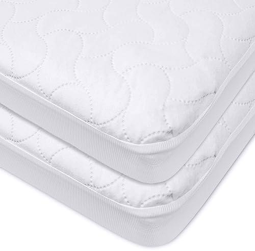 American Baby Company 2 Pack Waterproof Fitted Mini Crib Mattress Protector 38" x 24" - Quilted, Noiseless, Soft & Breathable Pack n Play and Mini Crib Mattress Cover