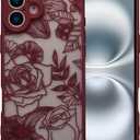 XIZYO for iPhone 17 Case, Floral Rose Cute Phone Case for Women Girls Aesthetic Pattern Print Slim TPU Bumper Shockproof Protective Cover for iPhone 17 6.3 Inch, Wine Red