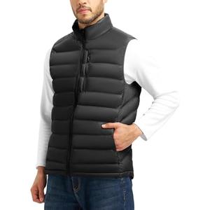 TBMPOY Men's Lightweight Puffer Vest Outerwear Puffy Winter Warm Zipper Outdoor Sleeveless Jacket for Running Travel, M