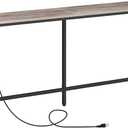 63" Console Table with Power Outlet, Narrow Sofa Industrial Entryway Behind Couch Table with USB Ports for Entryway, Hallway, Foyer, Living Room, Bedroom, Greige CTHG16E01Z1