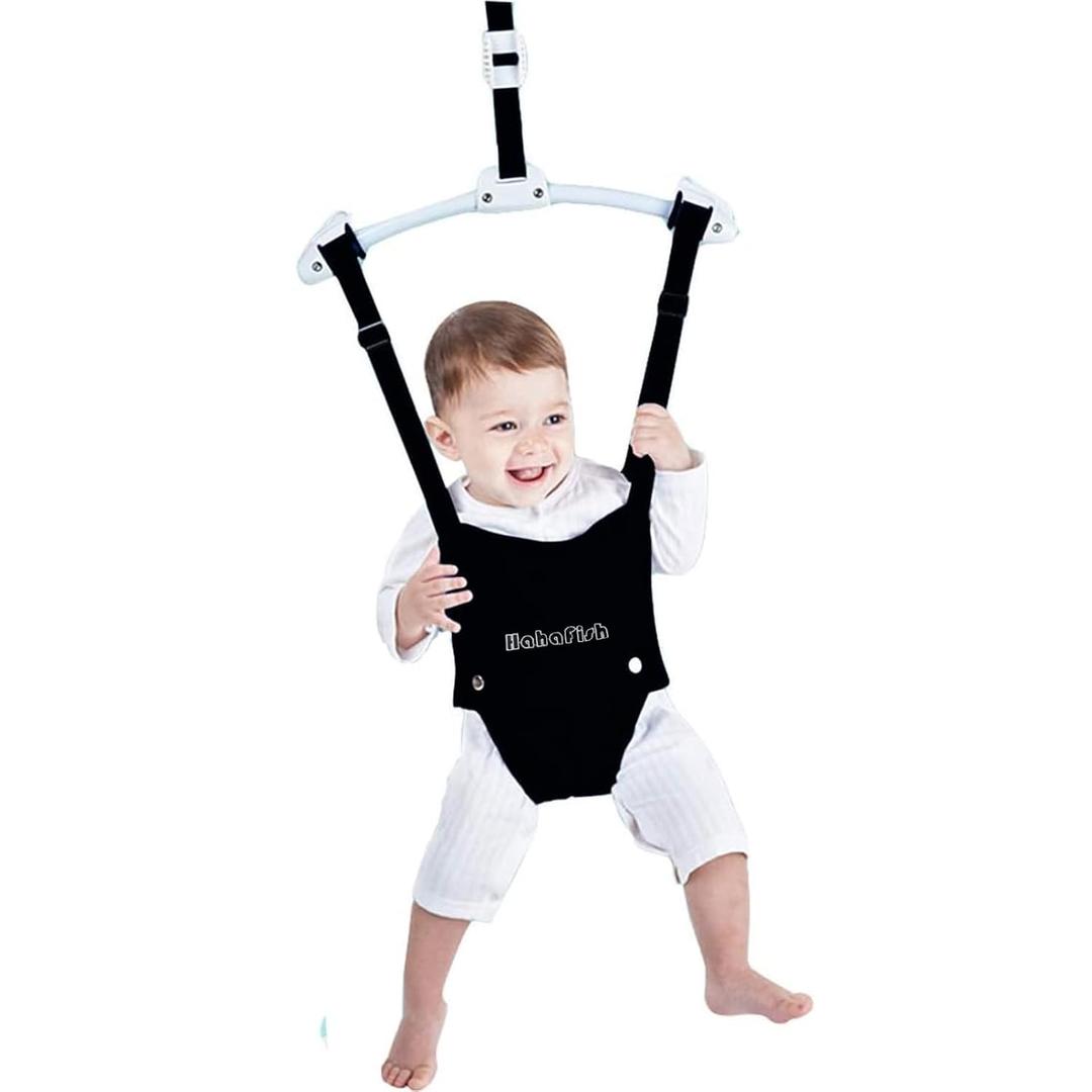 Baby Door Jumpers and Bouncers Exerciser Set with Door Clamp Adjustable Strap for Toddler Infant 6-24 Months CPC & CE Certified (black)