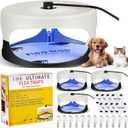 Qualirey 4 Packs Flea Traps for Inside Your Home with 8 Sticky Disc 12 Bulbs 4 Electric Wires, Pest Insects Killer Bed Bug with Light for Indoor Safe to Pets(Round Flea Trap,Black, White)