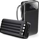 Portable Charger Power Bank 50000mAh- 7 Outputs & 3 Inputs USB-C PD 22.5W Fast Charging Powerbank Battery Pack with Built-in Cables and Ports LED Display for iPhone 16 15 14 13 Samsung Android iPad