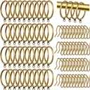 DoubleFill 40 Pieces 2 Inch Inner Diameter Metal Curtain Rings with Eyelets Drapery Rod Rings Decorative Compatible with up to 1 1/2" Drapery Rod(Bronze)
