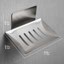 Soap Dish for Shower Wall, Stainless Steel Adhesive Soap Holder for Bathroom, 5 Slot Sponge Holder for Kitchen Sink, Bar Soap Tray with Drain Silver