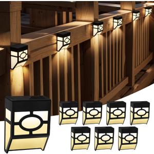 Otdair Solar Lights Outdoor Waterproof, 2 Modes Decorative LED Solar Fence Lights, Deck Light for Fence, Deck, Patio, Yard, Pathway, Front Door, Warm White/Multicolour Changing, 8 Pack
