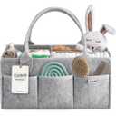 PUTSKA Nursery Storage Basket - Baby Diaper Caddy Organizer for Diaper Station, Newborn Essentials, Baby Shower Gifts and Registry Must-Haves for Boy or Girl (Large, Grey)