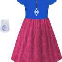 Girls Kids Zombies Dress Costume Daywalker Dresses with Wristband Outfits Set (9-10 Years, Rose)