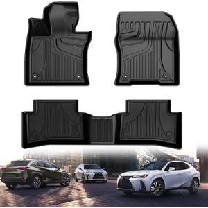 All Weather Floor Mats Fit for 2025 Lexus UX 300h; 2019-2024 Lexus UX 250h; 2019-2022 UX 200 - Custom Fit TPE Floor Liners Accessories for UX 1st and 2nd Row Full Set Car Mats
