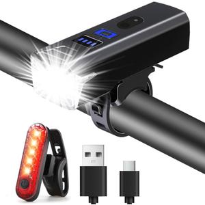 Bike Lights,Chasinglee USB Rechargeable Bicycle Lights, Super Bright 1200 Lumens Front and Back LED Bike Lights IPX6 Waterproof Bicycle Wheel Lights Taillight Set for Night Riding, Road and Mountain