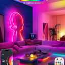 Lamomo RGB Neon LED Strip Lights, 16.4Ft Led Neon Rope Lights with App Remote Control, Music Sync, Indoor IP65, Waterproof, Flexible DIY Lights Design for Bedroom, Living, Gaming Room, Party Decor