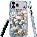 Case for iPhone 17 Pro Max,Magnolia Flower Phone Case Slim Silicone Shockproof Cover for Girls WomenGlossy & Durable