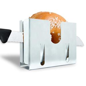 Stainless Steel Bagel Slicer and Cutter, Bagel Holder for Slicing Small and Large Bagels, Bagel Cutter Slicer with Bun Holder and Slicing Guide - Perfect Bagel Slicer for Large Bagels, Pack 2