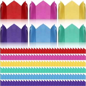Fainne 100 Pieces Christmas Cracker Hats Tissue Paper Crowns Crackers Fillers for Family DIY Crafts Xmas Party Favor Supplies (Cute Color)