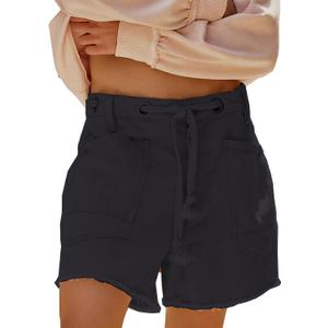 Womens Jean Shorts Casual High Waist Distressed Denim Shorts Athletic Workout Shorts with Pockets Large