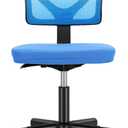 Sweetcrispy Office Computer Desk Chair, Ergonomic Low-Back Mesh Rolling Work Swivel Chairs with Wheels, Armless Comfortable Seat Lumbar Support for Home, Bedroom, Study, Student, Adults, Blue