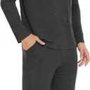GYS Bamboo Viscose Men's Pajama Sets Long Sleeve Henley Neck Casual Sleep Set with Pockets (Black, XXL)