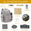 Rnoony Picnic Backpack for Camping, Picnic Basket for with Insulated Cooler Bag and Bottle Pouch,Camping Gifts for Couples with Lightweight Blanket and Cutlery Set for Family, Couple and Hiking