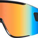 Karsaer Vision Big Shield Wraparound Sunglasses Rave for Men Women Neon Sun Visor Glasses Cycling Ski Shades 80s 90s (Red Rainbow Mirror)