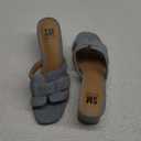 SM New York NWB Ina Denim Block Heel Sandals Open Toe Slip-On Neutral Shoes 8
