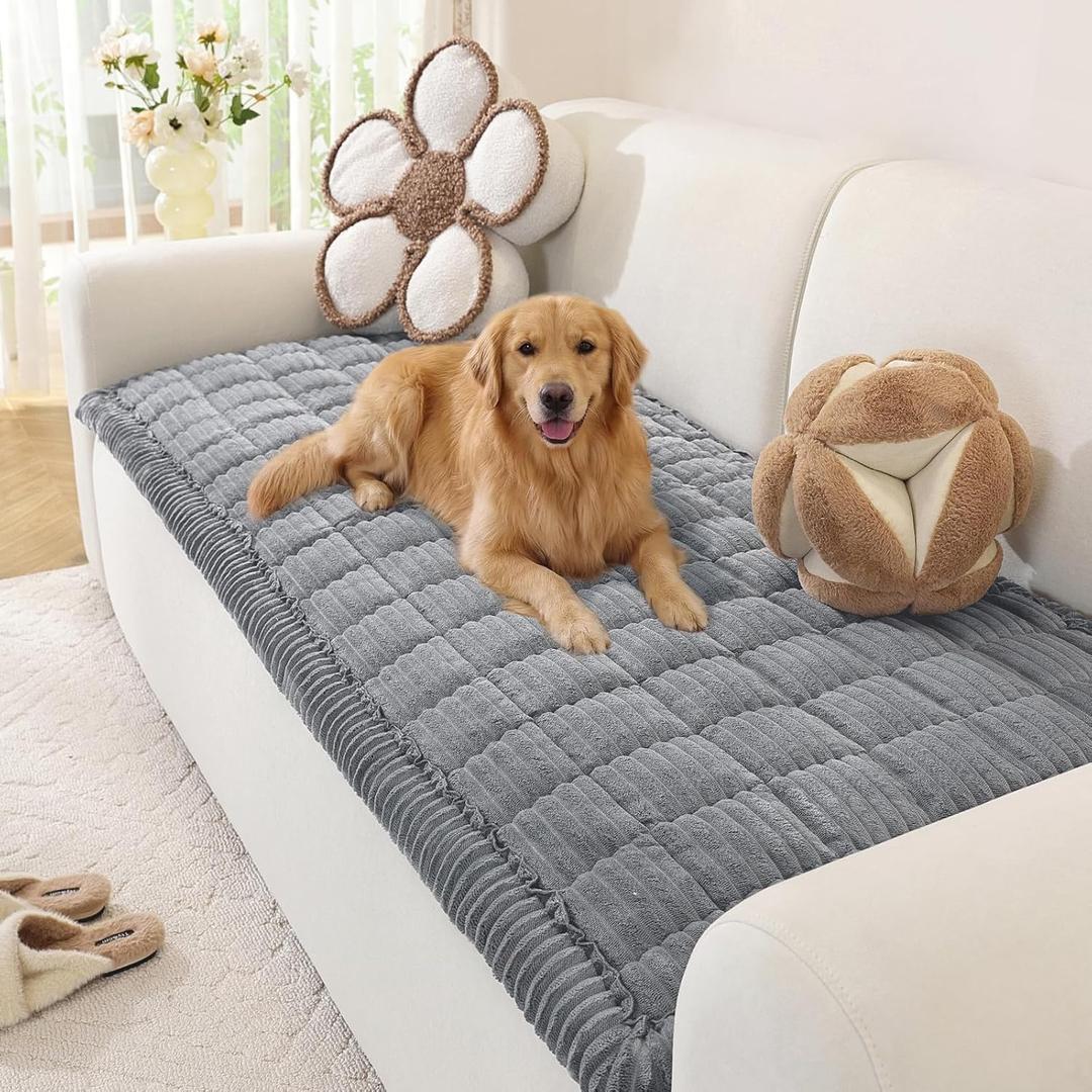 OstepDecor Washable Couch Cover for Dogs, Thick Pet Friendly Sofa Covers, Soft Couch Protector, Paw Cart Sofa Slipcovers, Cushion Protector for Leather, Sectional, Loveseat (27.6" x 59", Blue Grey)