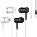 Simple Wired Earbuds, in-Ear Headphones with Built-in Microphone, Easy Carry Earphones for School, College, Daily Commute - for Men and Women