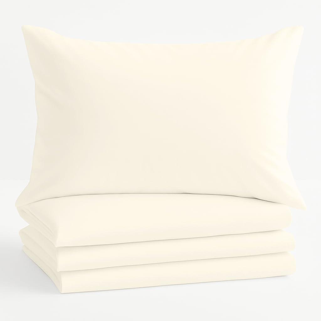 Comfort Beddings King Pillowcases Set of 4  100% Organic Cotton, 600 Thread Count Sateen, Soft & Comfy Pillow Covers with Envelope Closure, Ivory, King Size 20 x 40 Inches