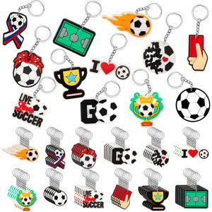 Batiyeer 72 Pack Soccer Keychains Bulk Party Favors Sports Valentines Gifts Ball Key Chains Funny Keyring for Women Men Birthday Supplies