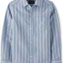 The Children's Place Boys Long Sleeve Oxford Button Down Shirt (XS, Huron Blue)