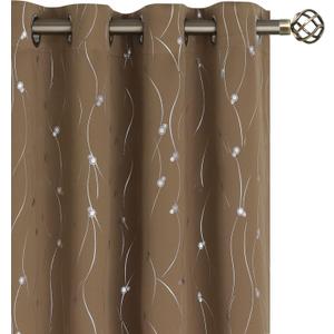 BGment Blackout Curtains 84 Inch Length 2 Panels Set Grommet Thermal Insulated Room Darkening Window Curtains with Wave Line and Dots Printed for Bedroom, 52 x 84 Inch, Dot-taupe