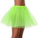Women Teen Adult Classic Elastic 3 4 5 Layered Tulle Tutu Skirt Costume Bottom (One Size, 3Layer-LightGreen)