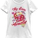 Nickelodeon Hey Arnold Arnoldo Love Girls Short Sleeve Tee Shirt, M